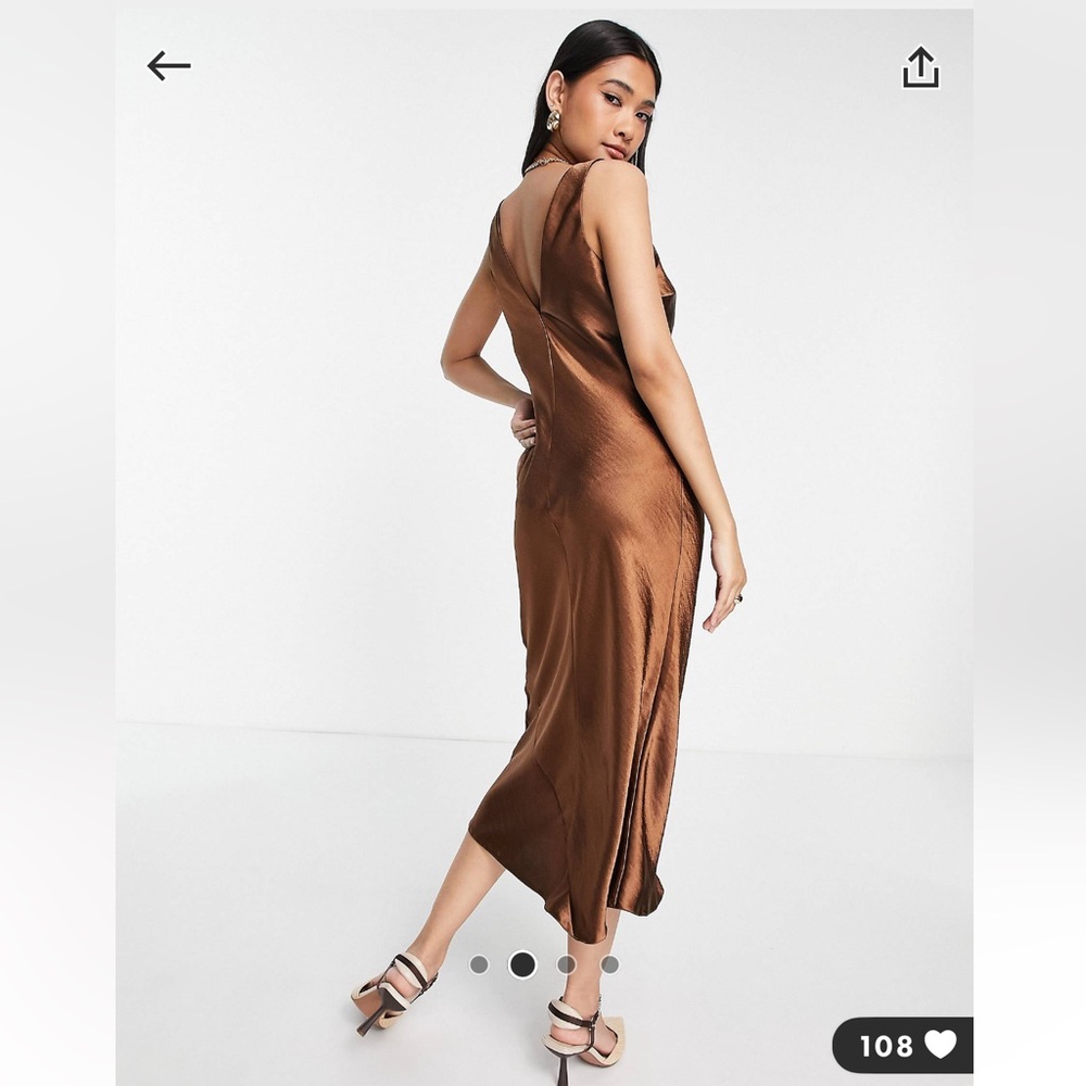 Bias Cut Midi Slip Dress - Picture 3 of 7